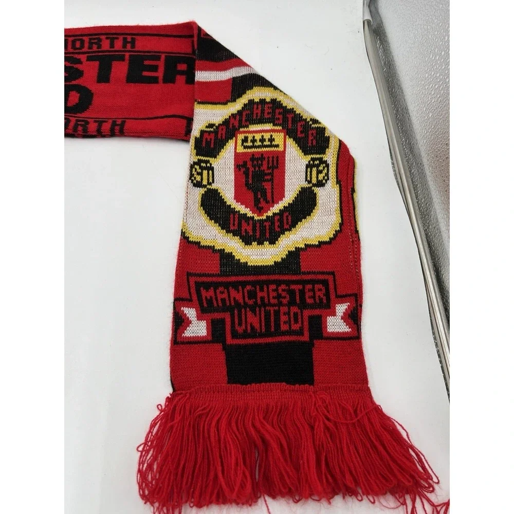 Manchester United Soccer Scarf Pride Of The North Red Knit Fringe Fan
